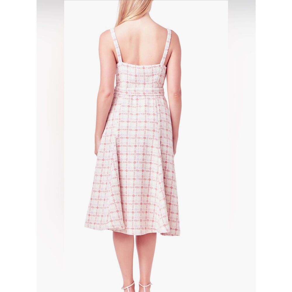 English factory belted tweed fit and flare midi dress pink - Picture 2 of 6